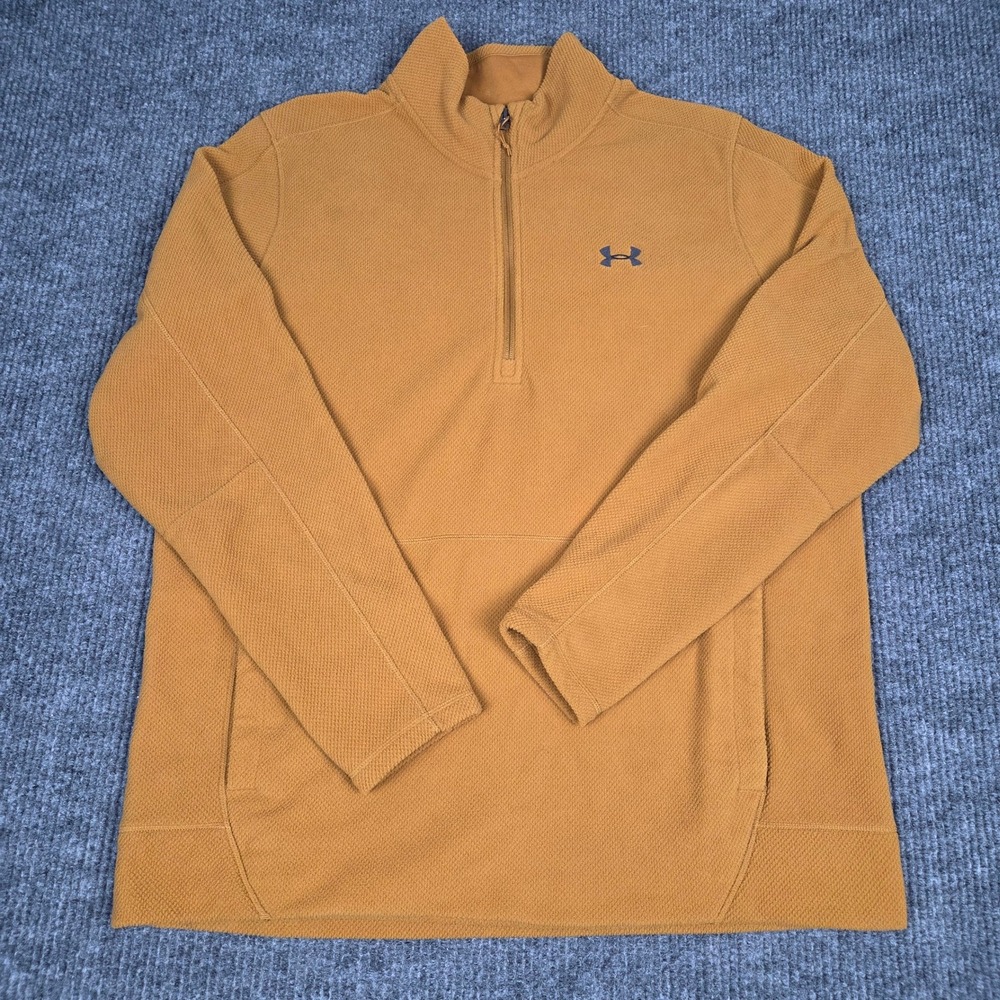 Under Armour Mens ColdGear XXL Waffle Knit 1/4 Zip Fleece Pullover Mustard